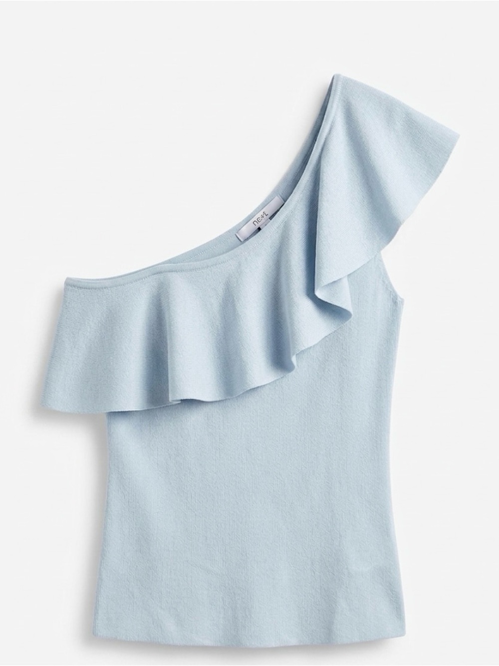 NEXT Baby Blue Ruffle One Shoulder Asymmetric Knit Top Small